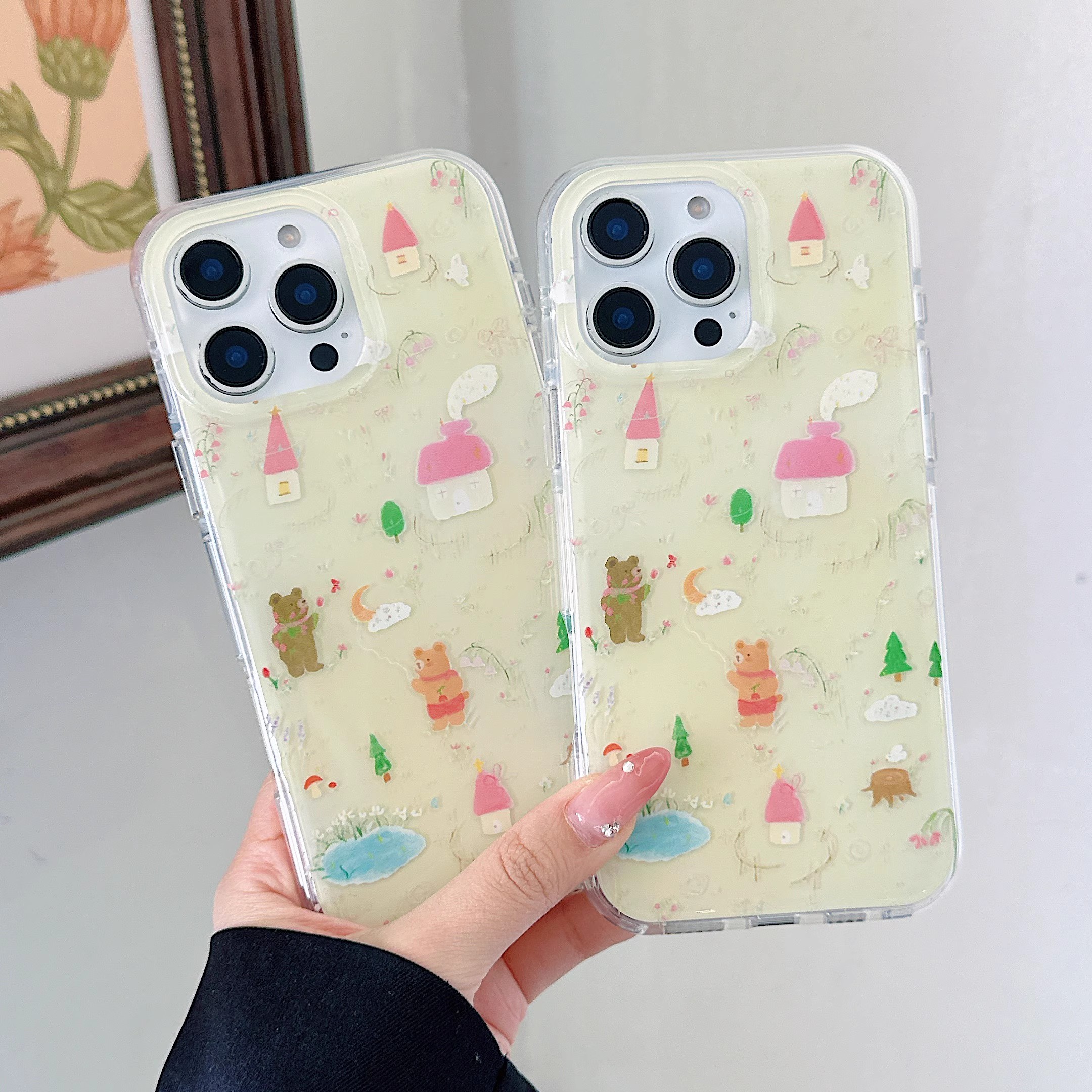 韓系小眾卡通塗鴉插畫小熊手機殼-ZUIHANG SHOP