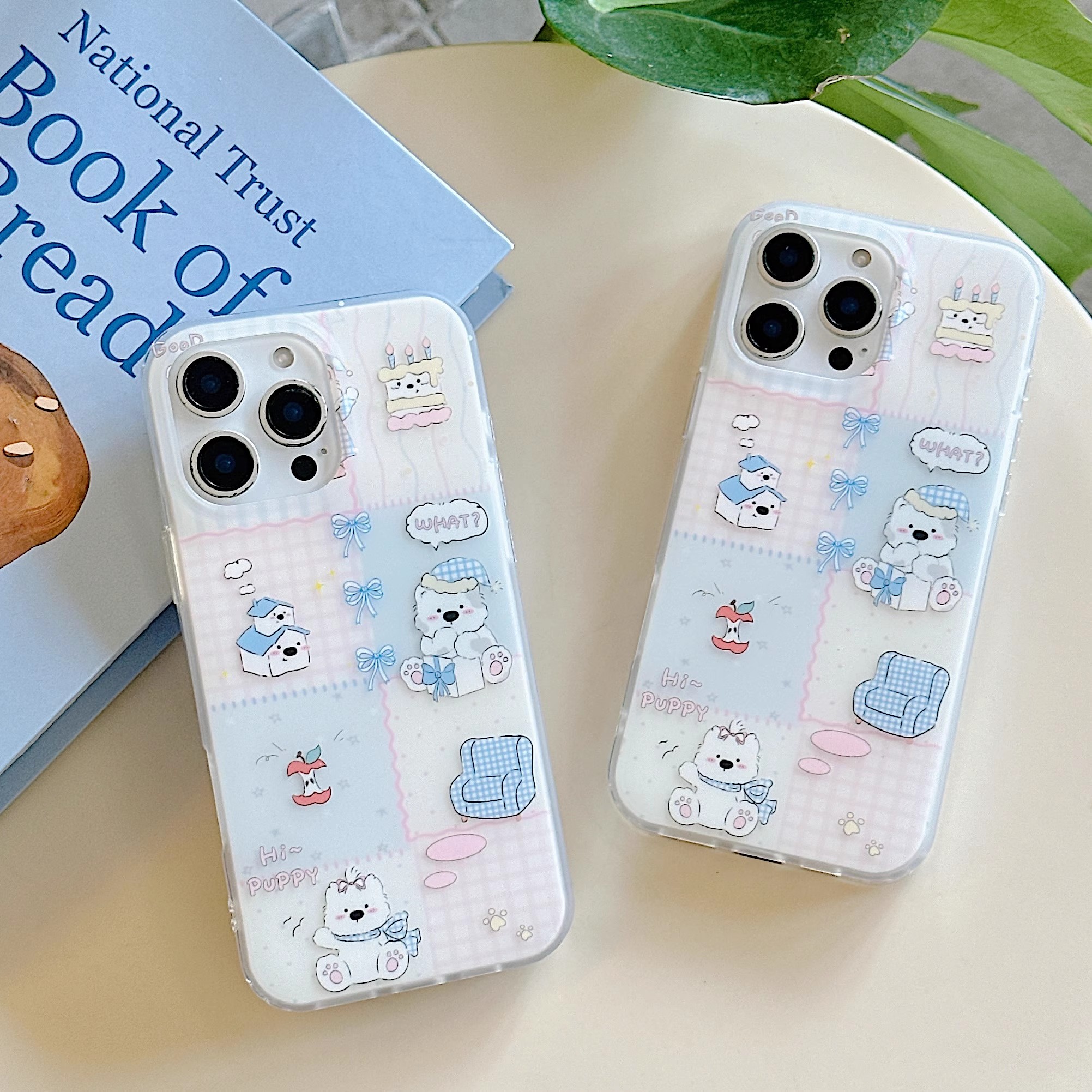 韓系拼格紋西高地小狗手機殼-ZUIHANG SHOP