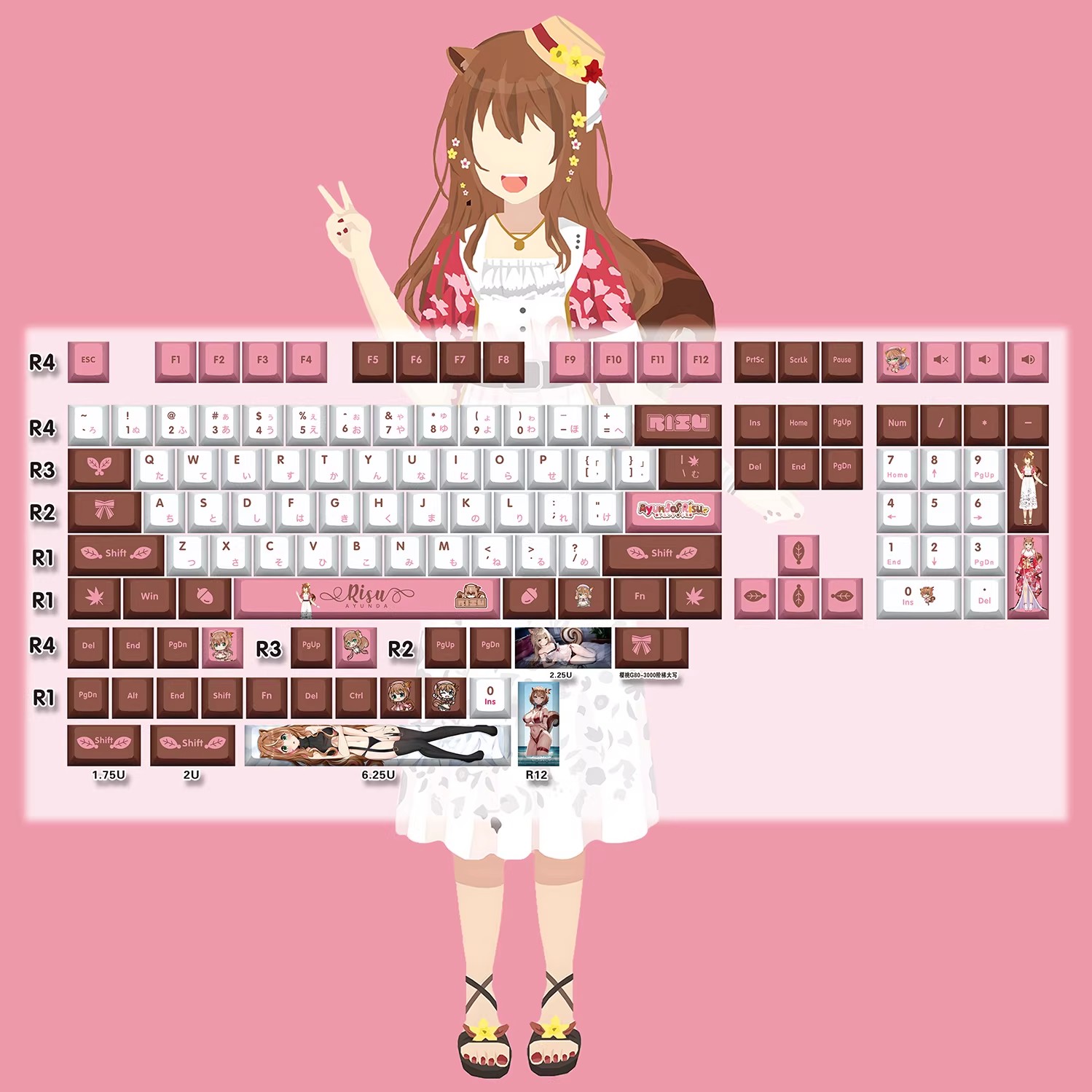 Hololive 彩虹社 Vtuber 周邊同人鍵帽套裝