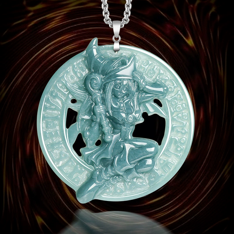 天然翡翠立體吊墜 S925銀鍊 遊戲王 靈感玉石飾品