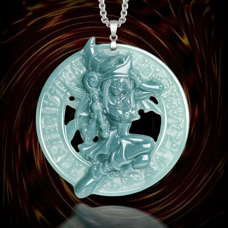 天然翡翠立體吊墜 S925銀鍊 遊戲王 靈感玉石飾品