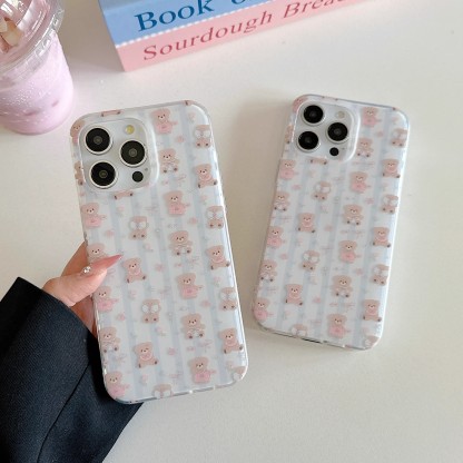 韓系條紋蝴蝶結小熊手機殼-ZUIHANG SHOP