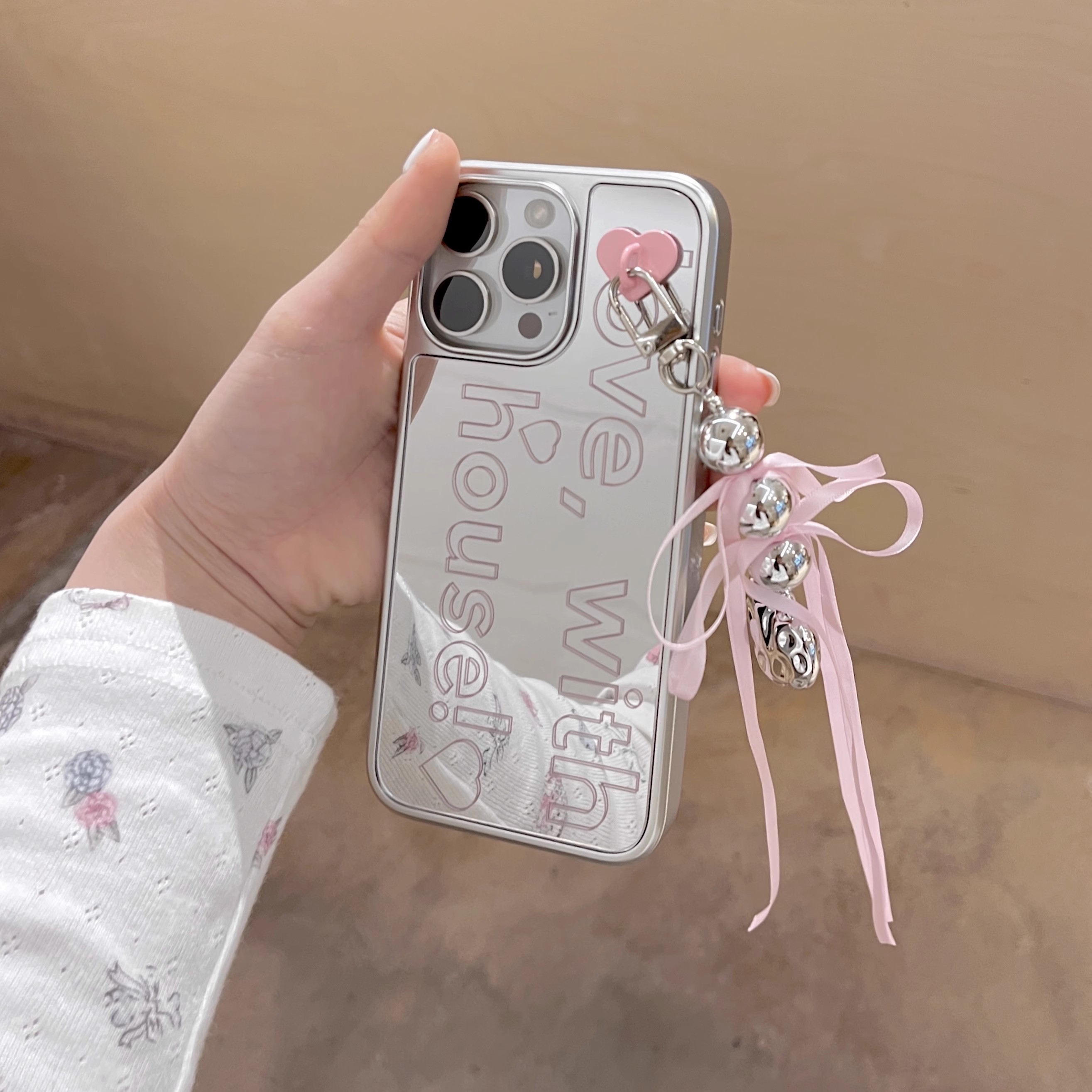 韓系愛心鏡面蝴蝶結手機殼-ZUIHANG SHOP