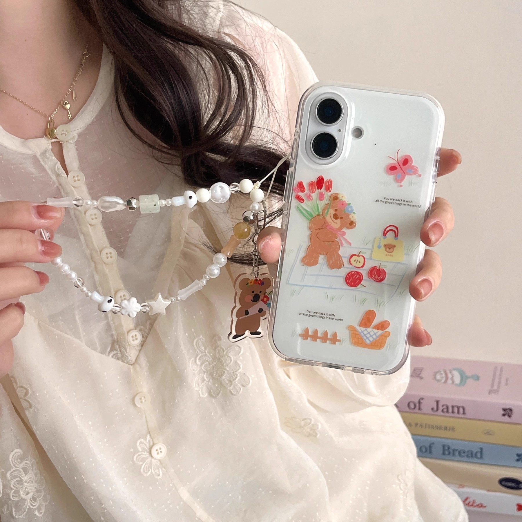 韓系卡通塗鴉花朵小熊手機殼-ZUIHANG SHOP