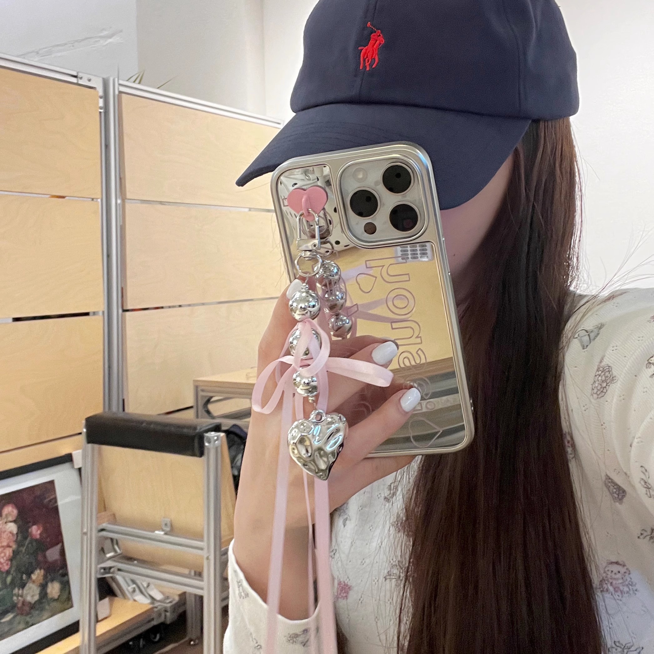 韓系愛心鏡面蝴蝶結手機殼-ZUIHANG SHOP