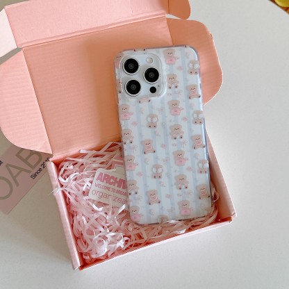 韓系條紋蝴蝶結小熊手機殼-ZUIHANG SHOP