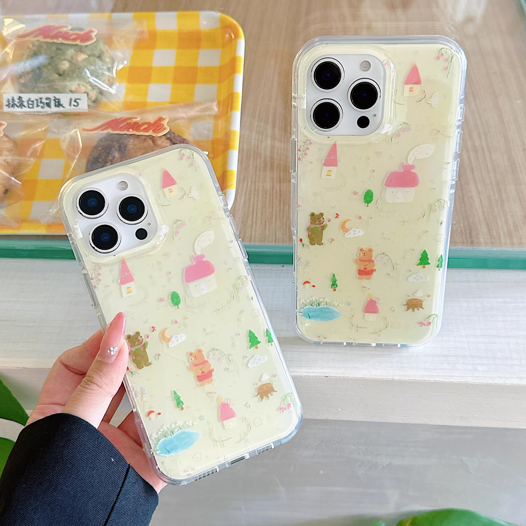 韓系小眾卡通塗鴉插畫小熊手機殼-ZUIHANG SHOP