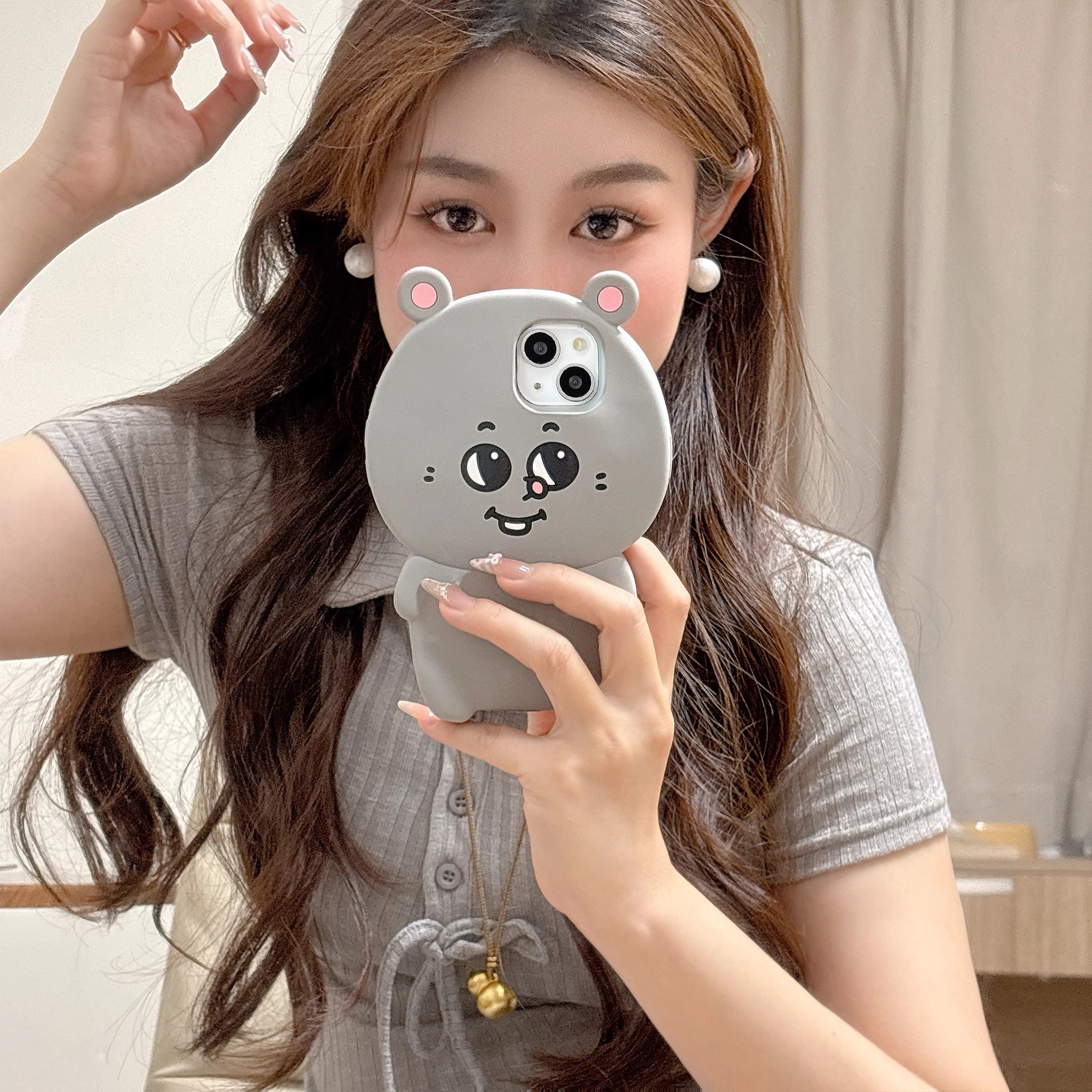 韓系卡通丑萌灰老鼠手機殼-ZUIHANG SHOP