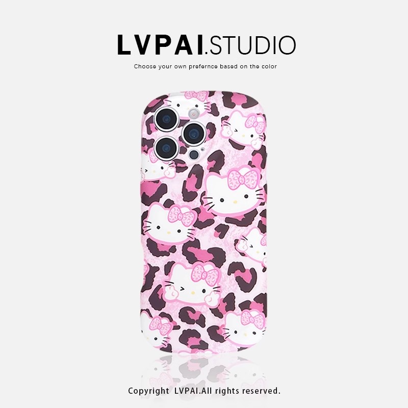 韓系卡通粉豹紋凱蒂貓手機殼-ZUIHANG SHOP
