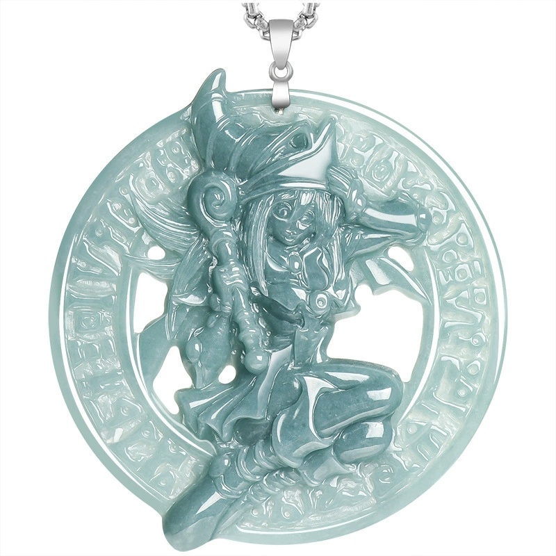 天然翡翠立體吊墜 S925銀鍊 遊戲王 靈感玉石飾品