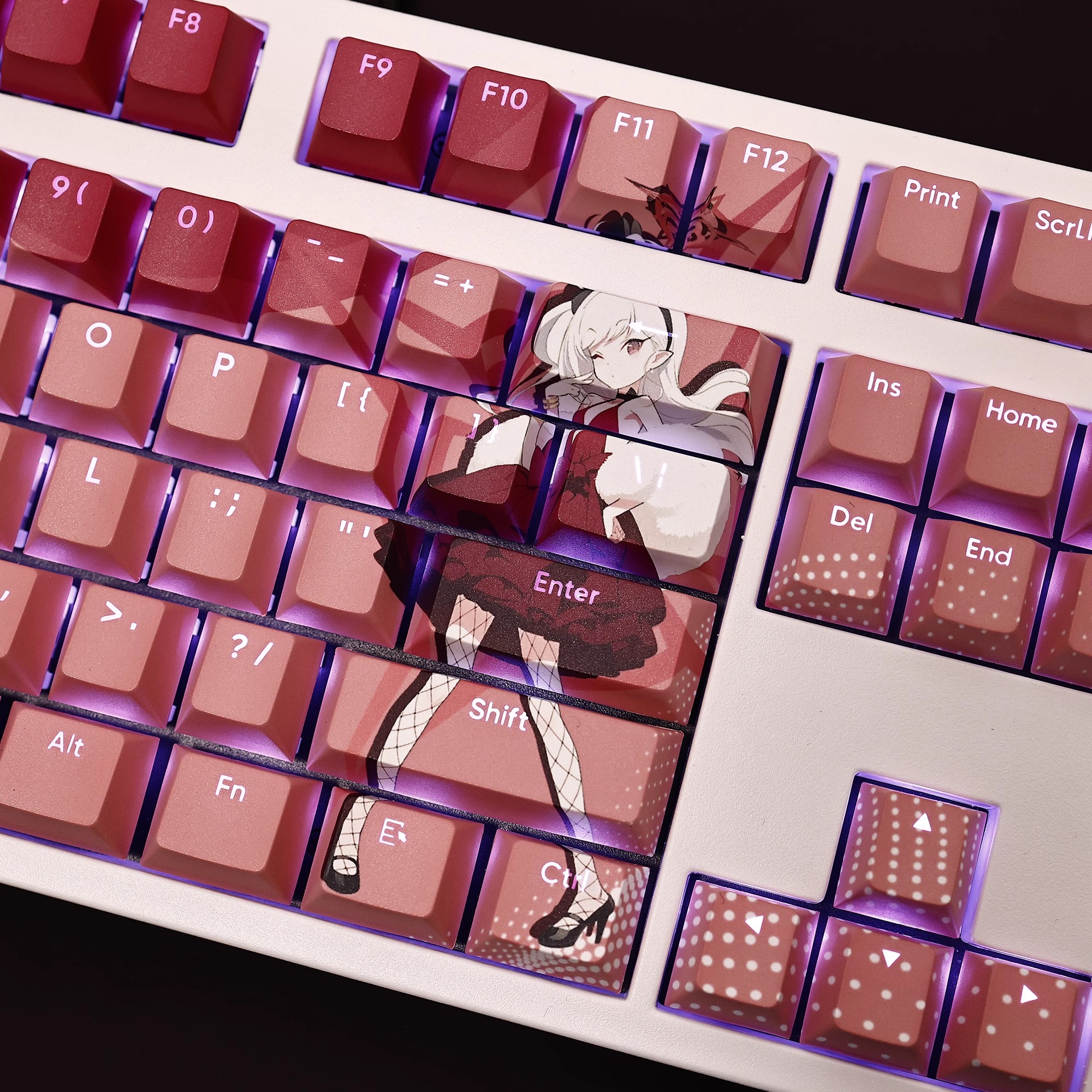 淺黃睦月禮服版透光RGB108鍵標準配列衛星軸鍵帽-ZUIHANG SHOP