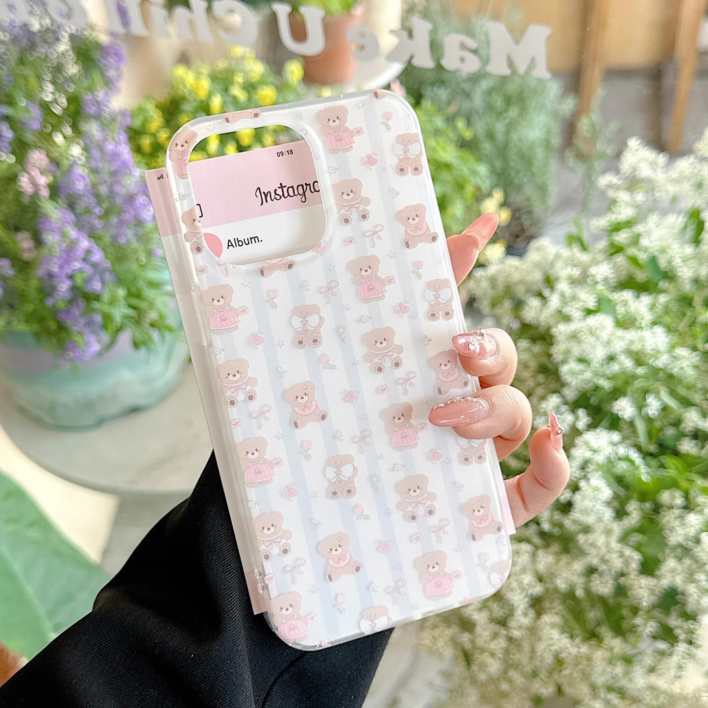 韓系條紋蝴蝶結小熊手機殼-ZUIHANG SHOP