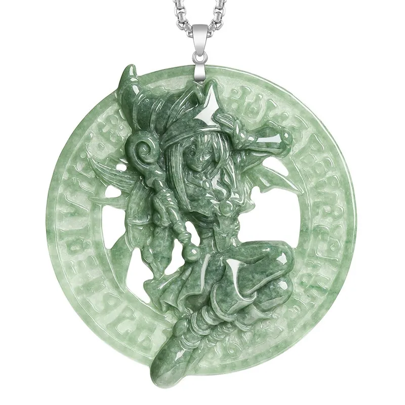 天然翡翠立體吊墜 S925銀鍊 遊戲王 靈感玉石飾品