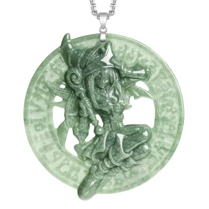 天然翡翠立體吊墜 S925銀鍊 遊戲王 靈感玉石飾品