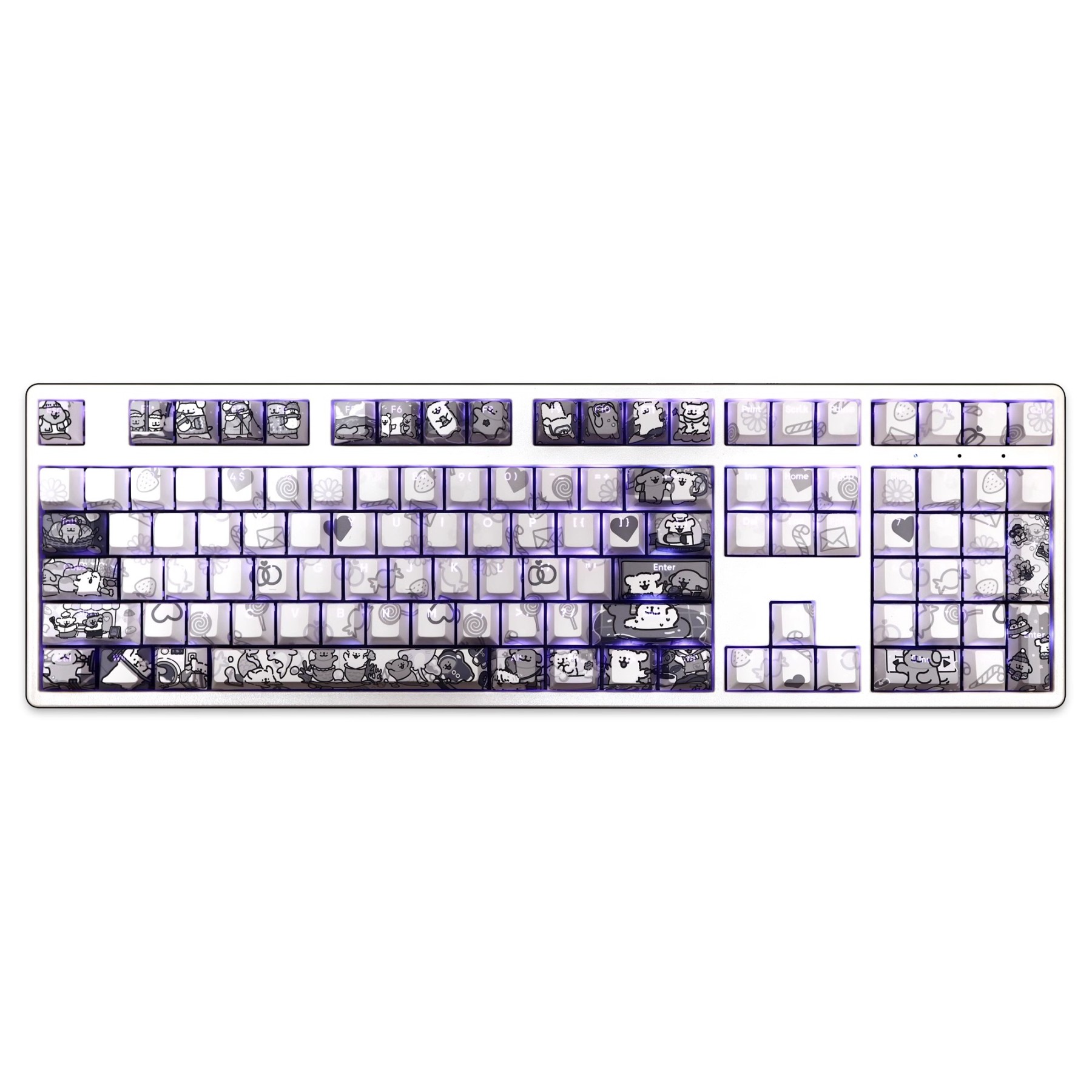 線條小狗透光RGB108鍵標準配列衛星軸鍵帽-ZUIHANG SHOP