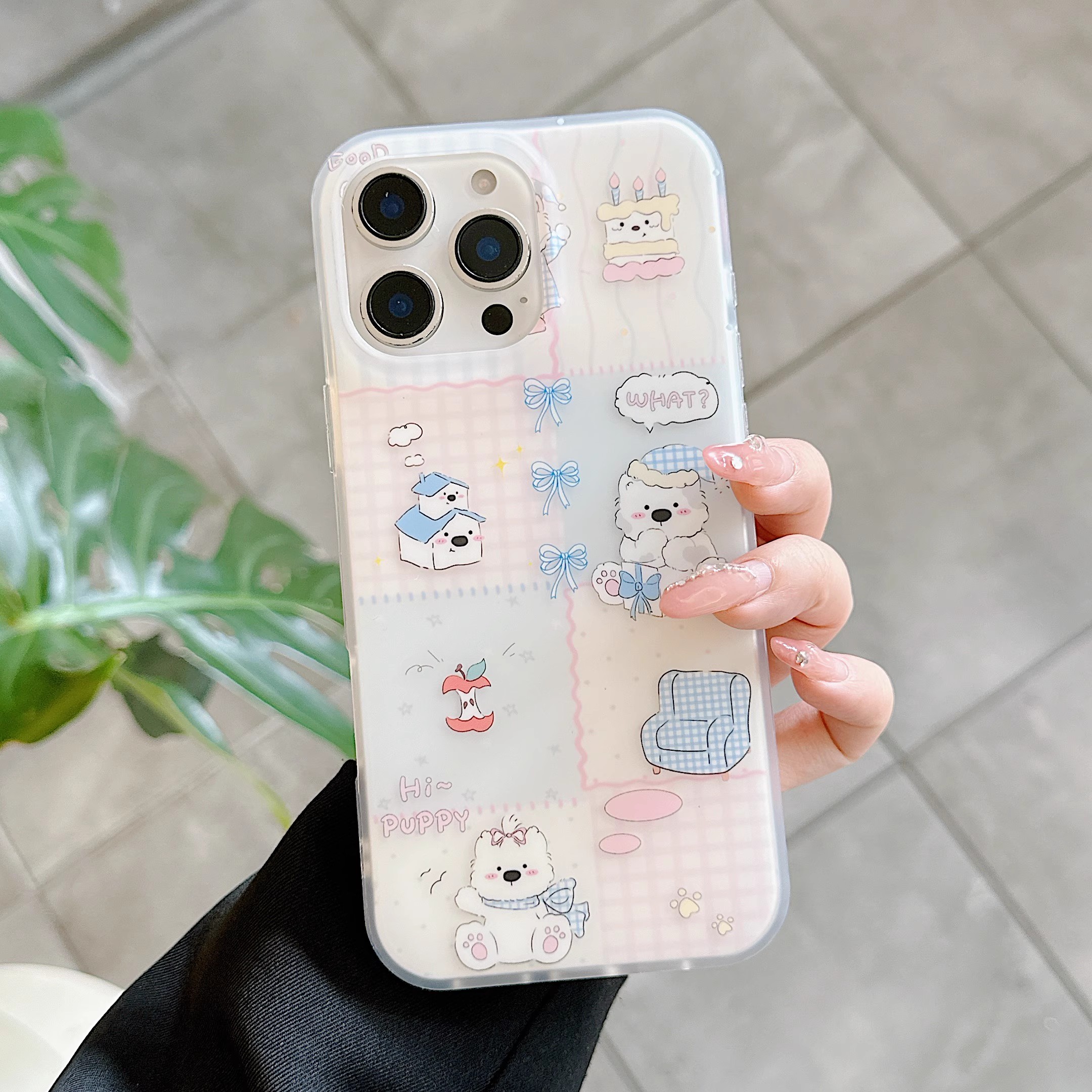 韓系拼格紋西高地小狗手機殼-ZUIHANG SHOP