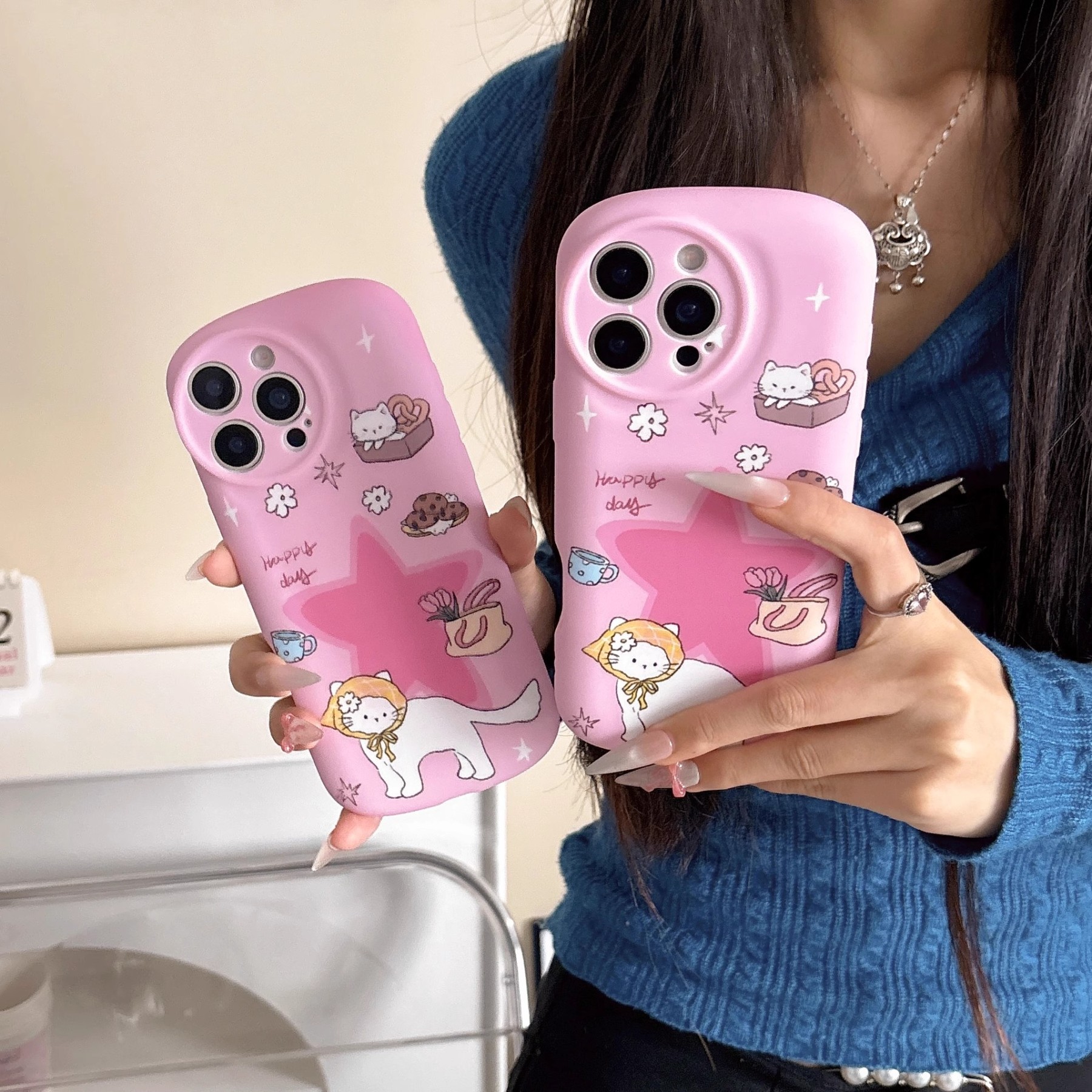 韓系卡通塗鴉貓咪手機殼-ZUIHANG SHOP