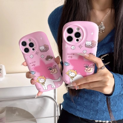 韓系卡通塗鴉貓咪手機殼-ZUIHANG SHOP