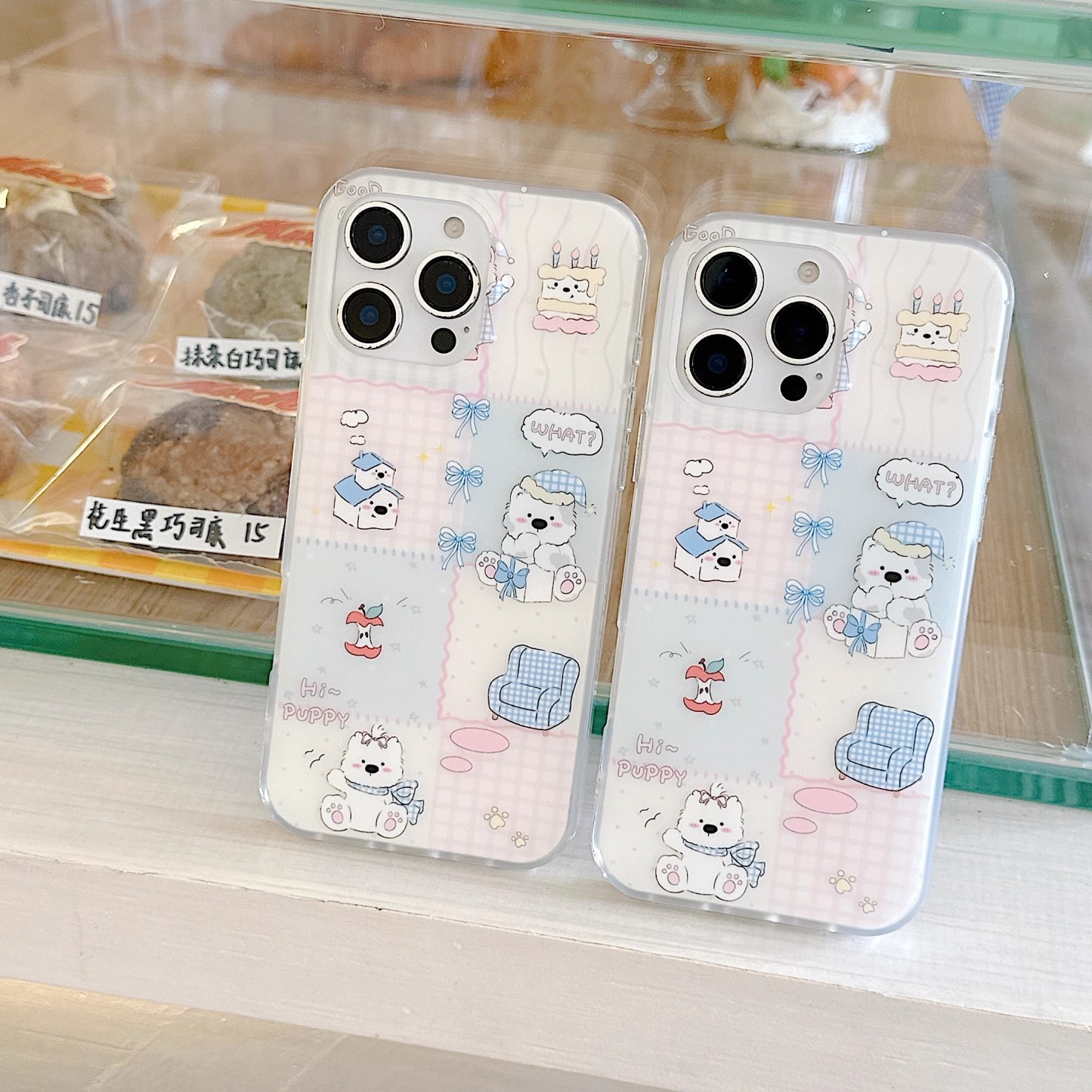 韓系拼格紋西高地小狗手機殼-ZUIHANG SHOP