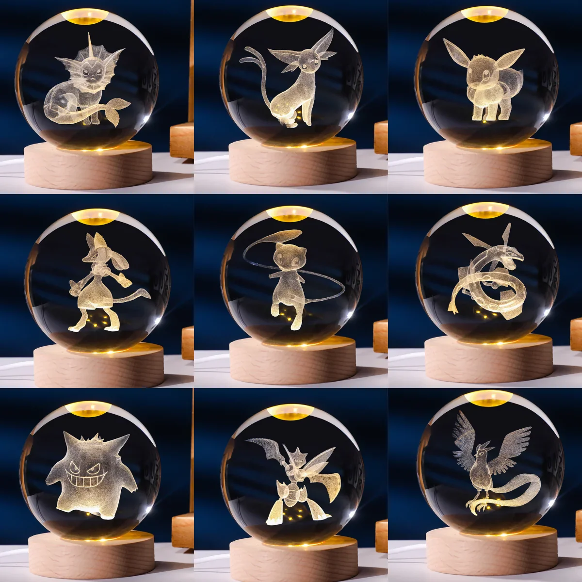 寶可夢系列 發光水晶球小夜燈 創意節日禮物桌面小擺件