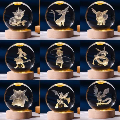 寶可夢系列 發光水晶球小夜燈 創意節日禮物桌面小擺件