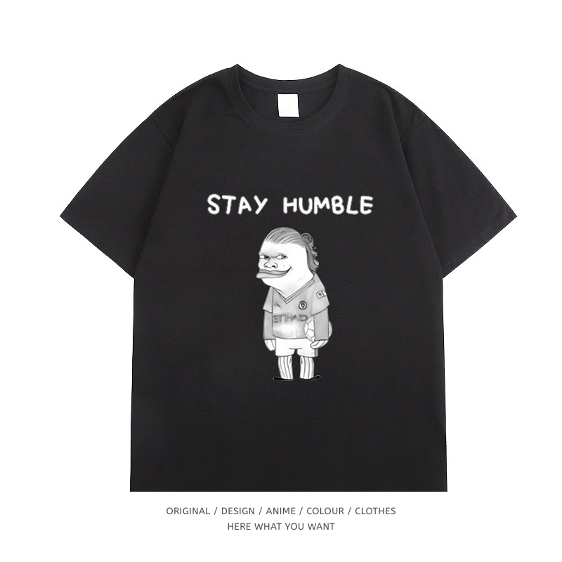 哈蘭德 STAY HUMBLE 純棉短袖T恤 黑色