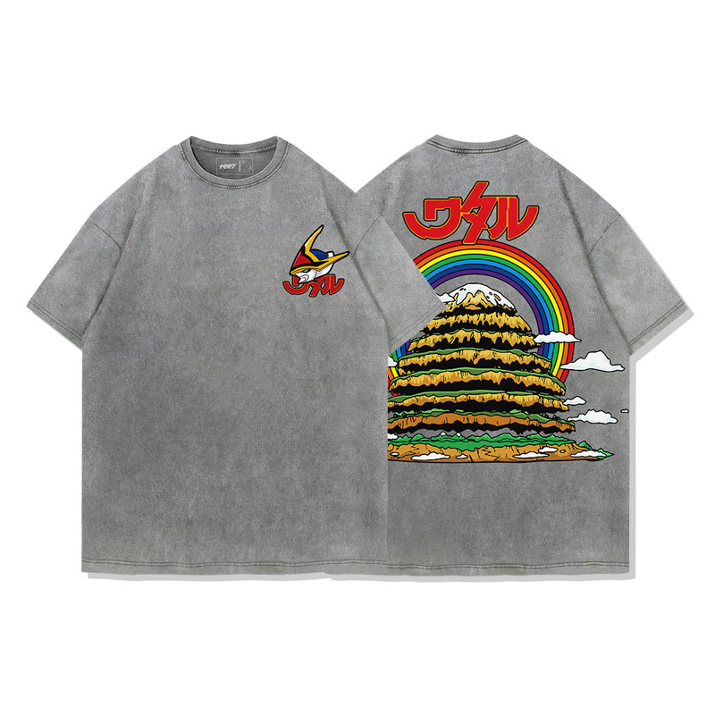 日系復古動漫 魔神英雄傳 創界山 水洗做舊純棉古着寬鬆短袖T恤