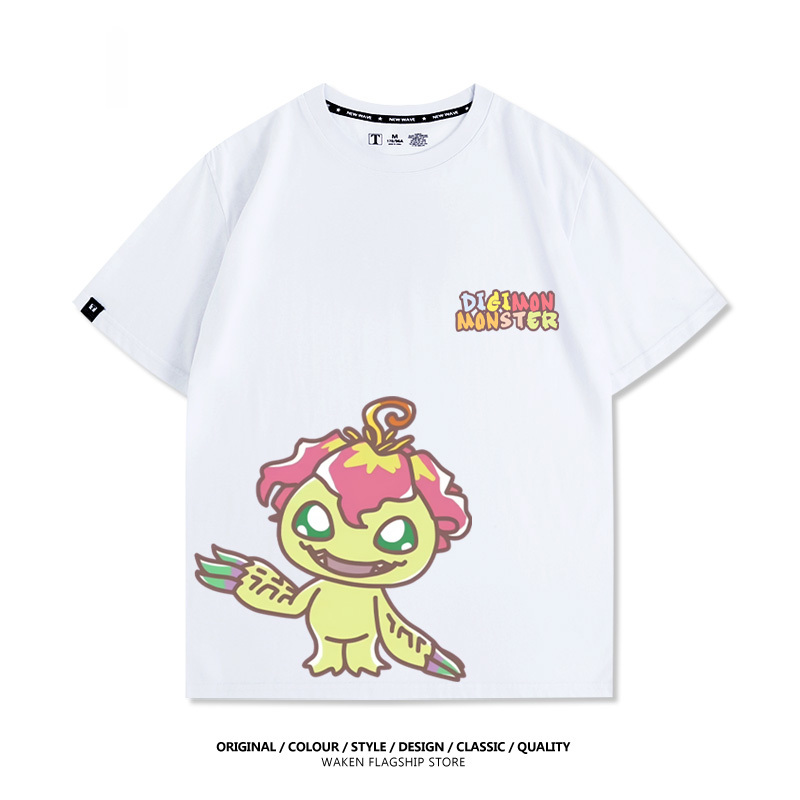 數碼寶貝 2025親子情侶男女同款 印花短袖T恤