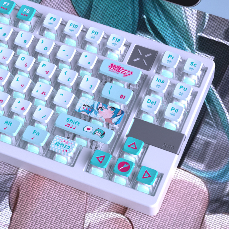 初音未來 122鍵 四面透光布丁鍵帽-ZUIHANG SHOP
