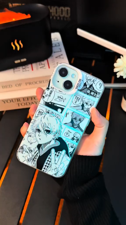 藍色監獄彩銀線條漸變防摔手機殼