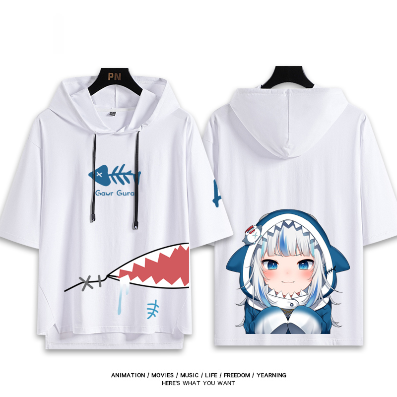 Vtuber HOLOLIVE 連帽短袖T恤 噶嗚·古拉 がうる・ぐら Gawr Gura-ZUIHANG SHOP