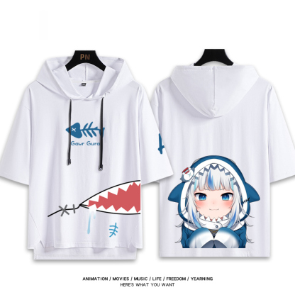 Vtuber HOLOLIVE 連帽短袖T恤 噶嗚·古拉 がうる・ぐら Gawr Gura-ZUIHANG SHOP
