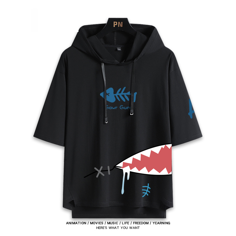 Vtuber HOLOLIVE 連帽短袖T恤 噶嗚·古拉 がうる・ぐら Gawr Gura-ZUIHANG SHOP