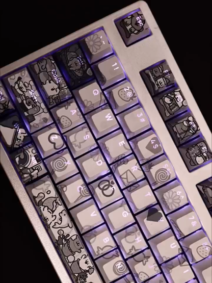 線條小狗透光RGB108鍵標準配列衛星軸鍵帽