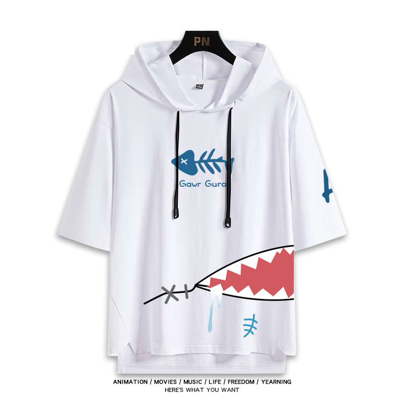 Vtuber HOLOLIVE 連帽短袖T恤 噶嗚·古拉 がうる・ぐら Gawr Gura-ZUIHANG SHOP