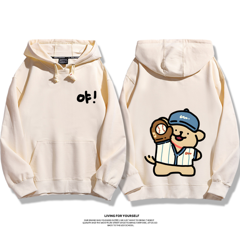 線條小狗新款 親子情侶男女款連帽衛衣-ZUIHANG SHOP