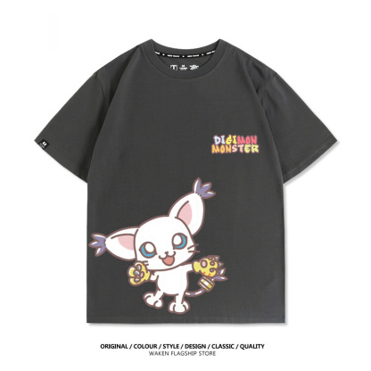 數碼寶貝 2025親子情侶男女同款 印花短袖T恤