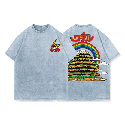 日系復古動漫 魔神英雄傳 創界山 水洗做舊純棉古着寬鬆短袖T恤