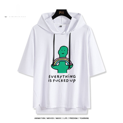 Joguman 綠色搞怪小恐龍 連帽短袖T恤-ZUIHANG SHOP