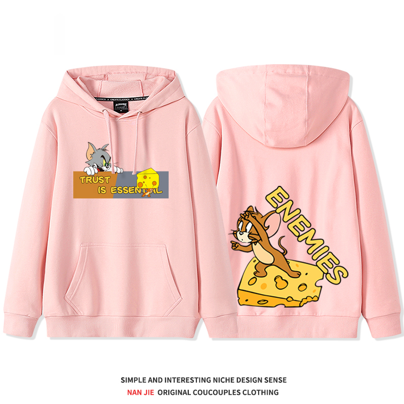 湯姆貓與傑利鼠 2025秋冬新款 親子情侶裝連帽衛衣