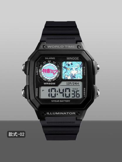 初音未來聯名多功能運動防水電子錶