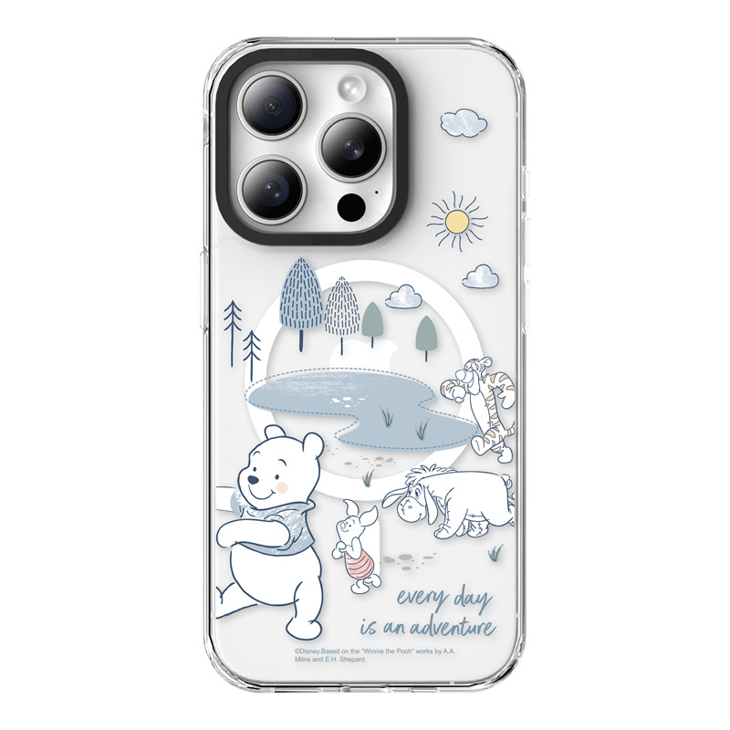 適用蘋果系列 卡通維尼熊高透防摔磁吸手機殼