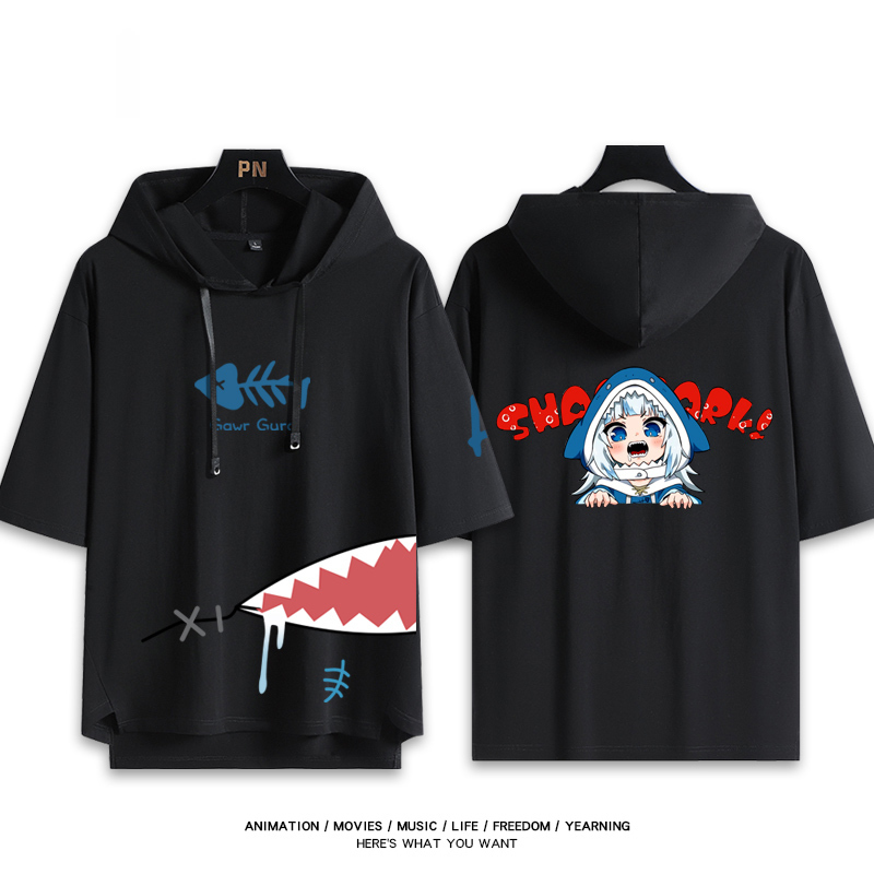 Vtuber HOLOLIVE 連帽短袖T恤 噶嗚·古拉 がうる・ぐら Gawr Gura-ZUIHANG SHOP