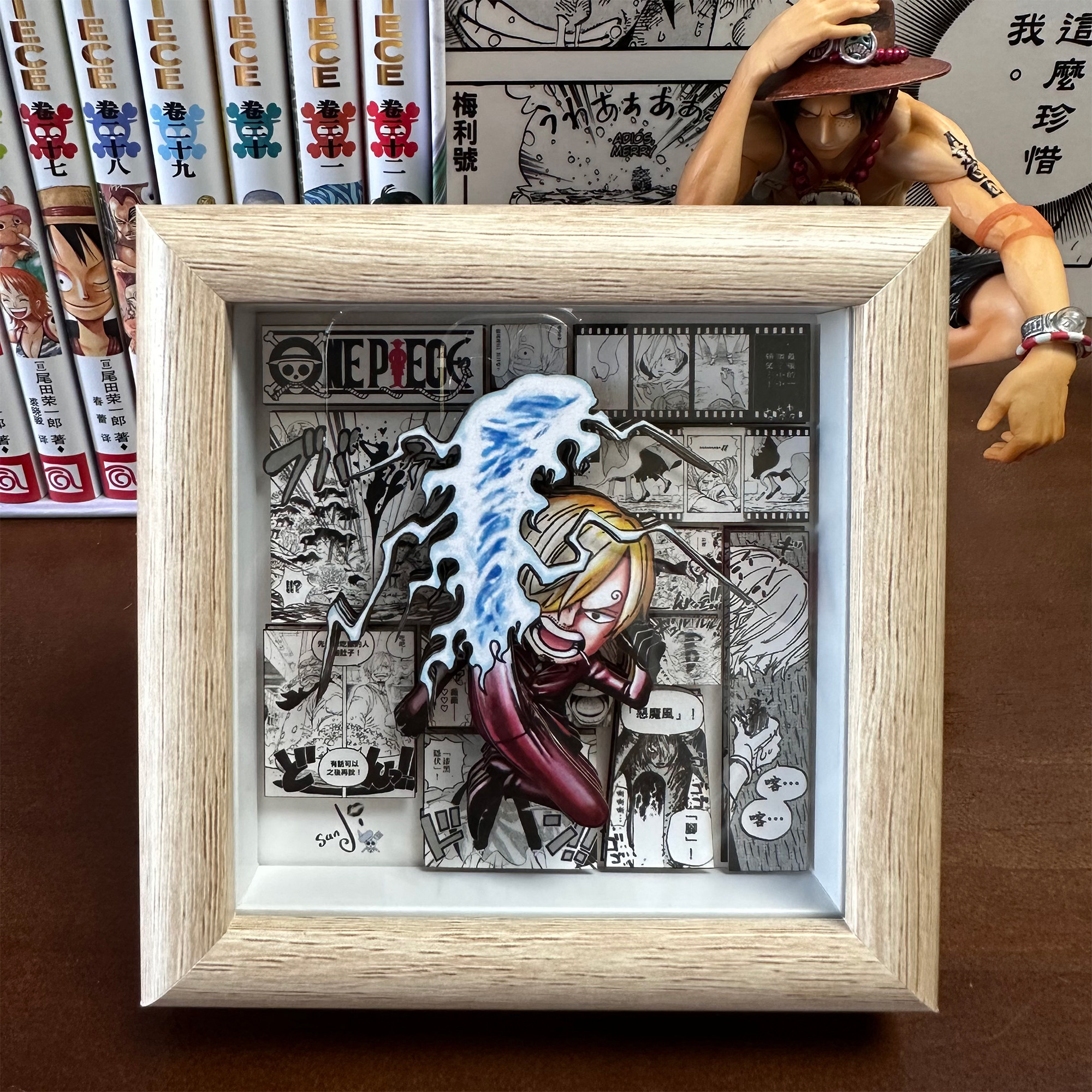 海賊王 皇副惡魔風腳山治 手工紙藝立體畫