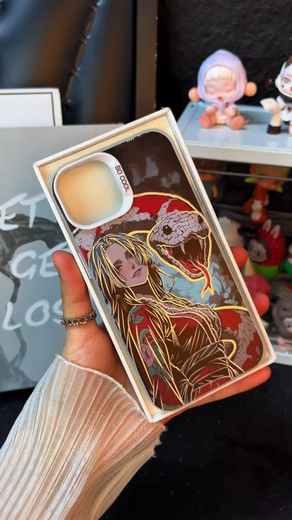 航海王彩銀線條漸變防摔手機殼