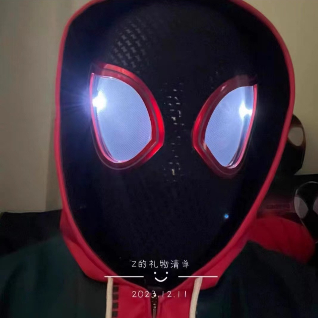 邁爾斯蜘蛛俠頭套電動眼睛可動縱橫宇宙可眨眼面罩面具-ZUIHANG SHOP