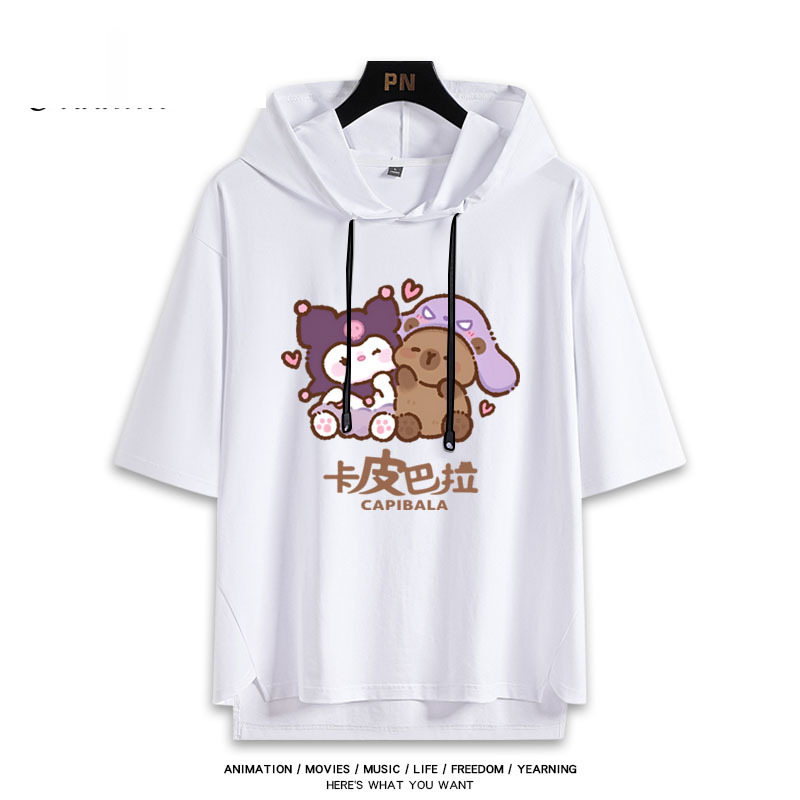 卡皮巴拉聯名三麗鷗  連帽短袖T恤-ZUIHANG SHOP