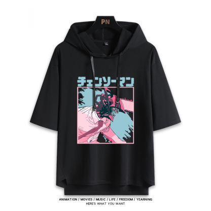 鏈鋸人新款 親子情侶男女連帽短袖T恤-ZUIHANG SHOP