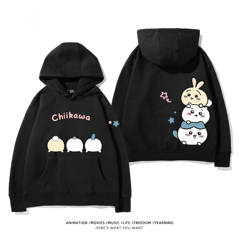 chiikawa 2024秋冬新款親子情侶裝薄絨款連帽衛衣