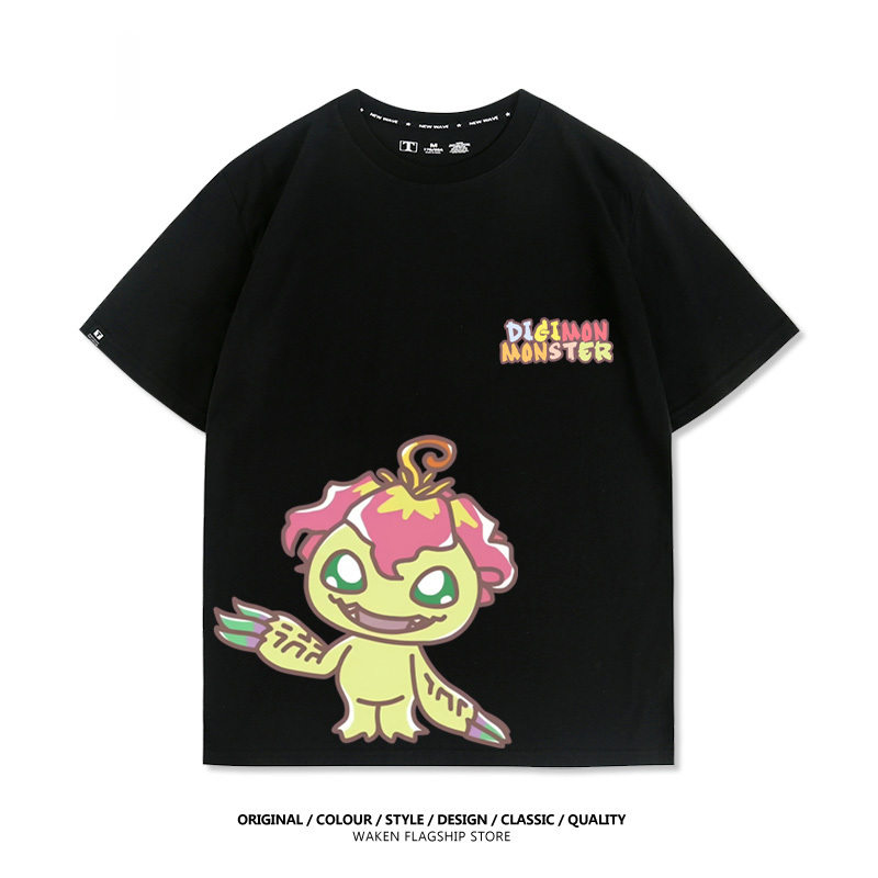 數碼寶貝 2025親子情侶男女同款 印花短袖T恤